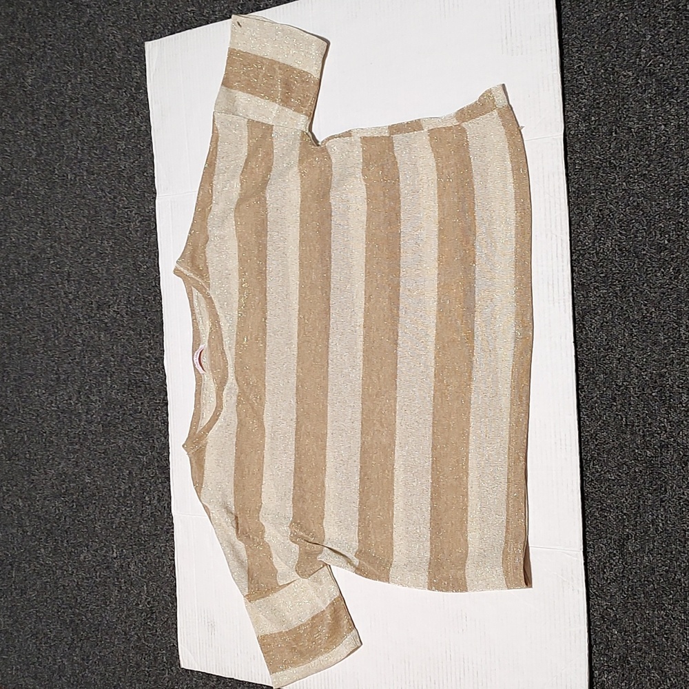 On Line One Size Gold and Tan Top